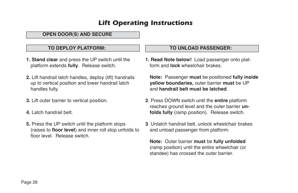 Lift operating instructions | Braun NUVL855RM24 User Manual | Page 30 / 52