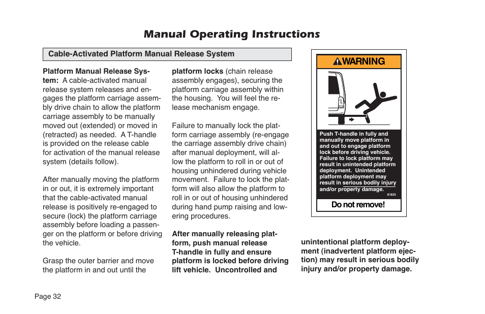 Manual operating instructions, Warning | Braun NUVL855RM24 User Manual | Page 34 / 52