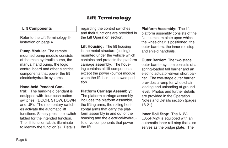 Lift terminology | Braun NUVL855RM24 User Manual | Page 8 / 52