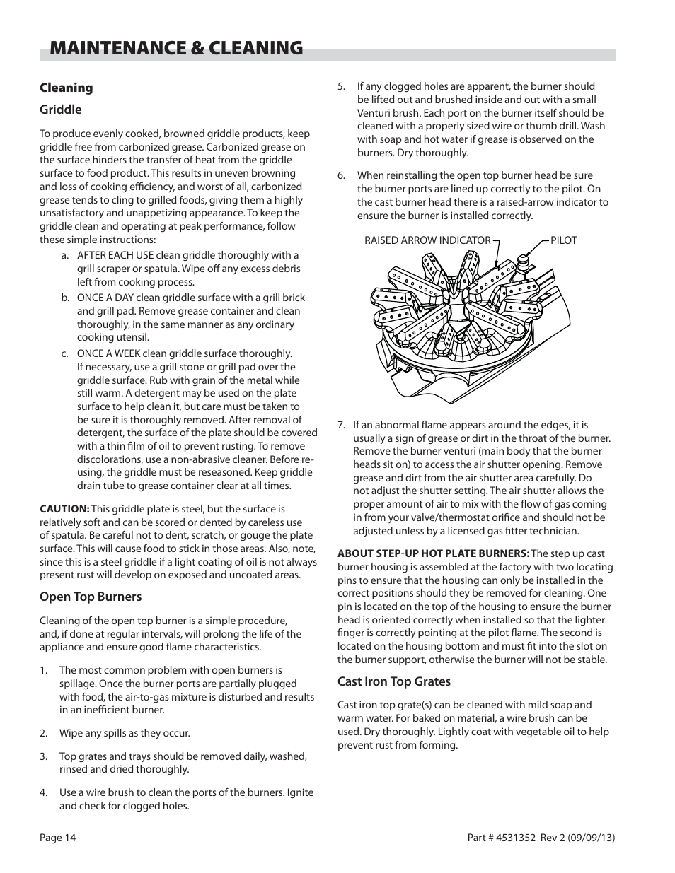 Maintenance & cleaning | Garland US RANGE UT SERIES HEAVY DUTY GAS COUNTER EQUIPMENT User Manual | Page 14 / 48
