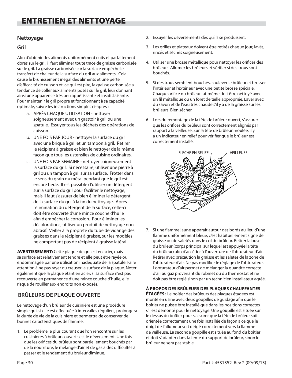 Entretien et nettoyage | Garland US RANGE UT SERIES HEAVY DUTY GAS COUNTER EQUIPMENT User Manual | Page 30 / 48