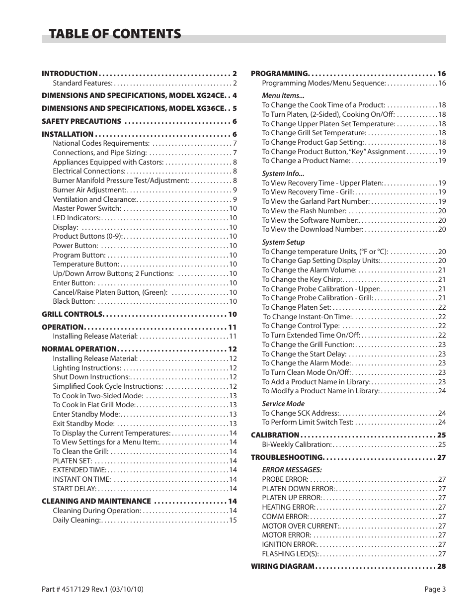 Garland XG36CE BE/FR MASTER SERIES GAS XPRESS GRILL User Manual | Page 3 / 32