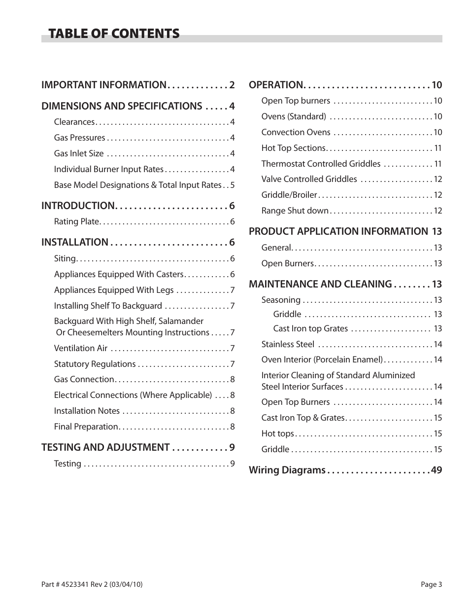 Garland US RANGE U SERIES GAS RESTAURANT RANGES User Manual | Page 3 / 56