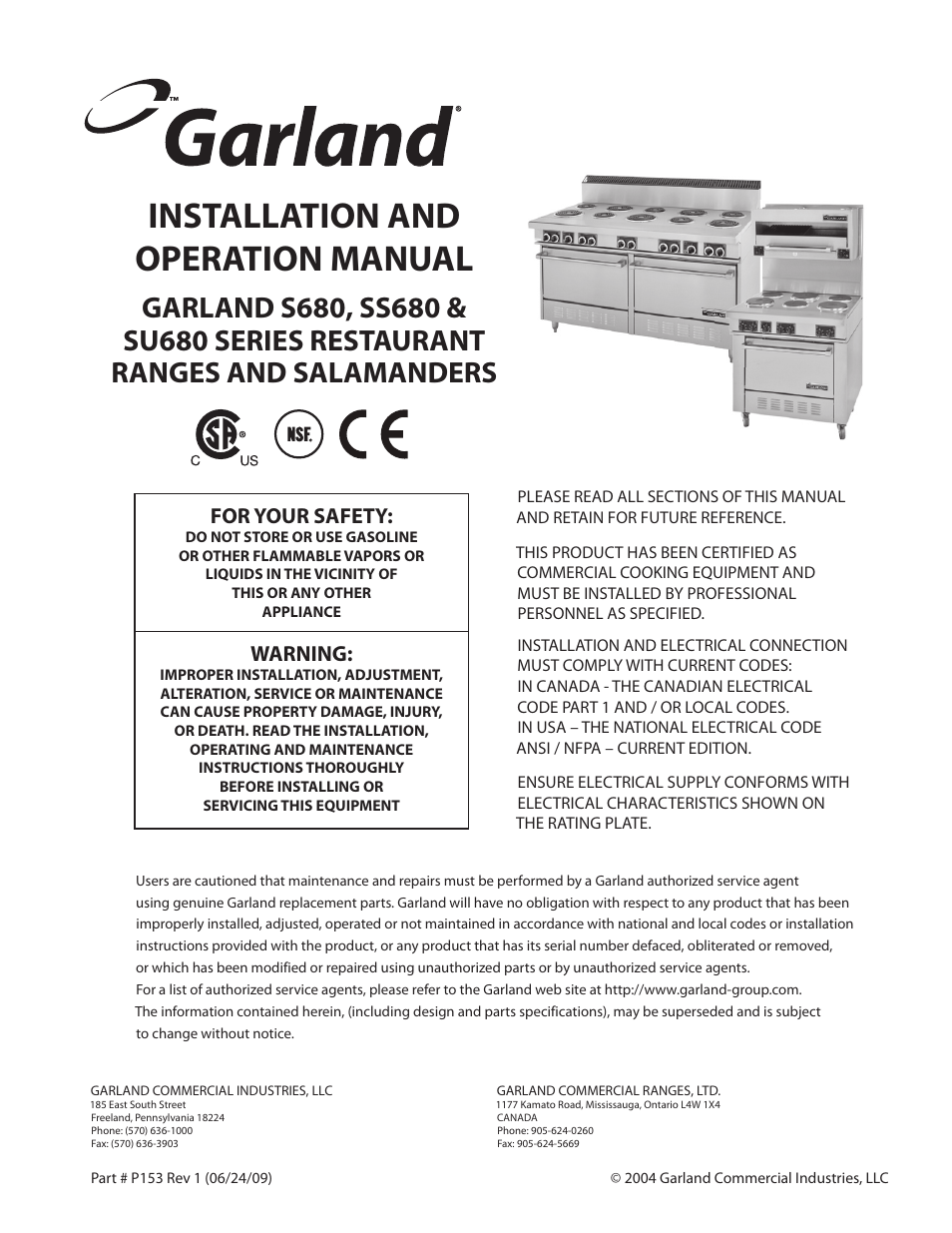 Garland SU680 SERIES RESTAURANT RANGES AND SALAMANDERS User Manual | 20 pages