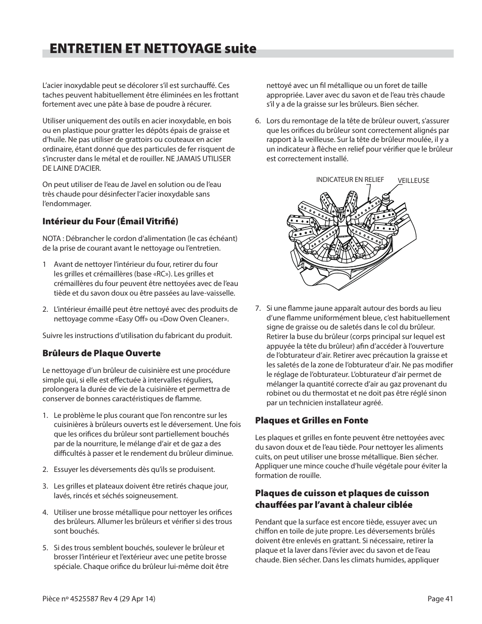 Entretien et nettoyage suite | Garland GF SENTRY SERIES GAS RESTAURANT RANGES User Manual | Page 41 / 66