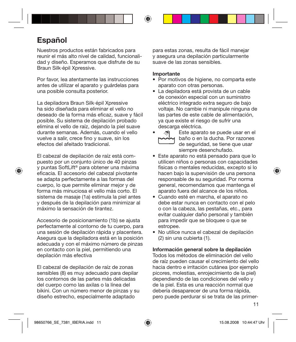 Español | Braun Xpressive 7381 WD User Manual | Page 10 / 30