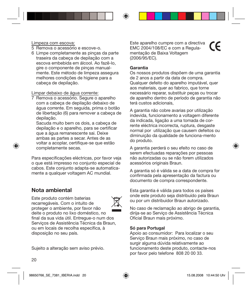 Nota ambiental | Braun Xpressive 7381 WD User Manual | Page 19 / 30