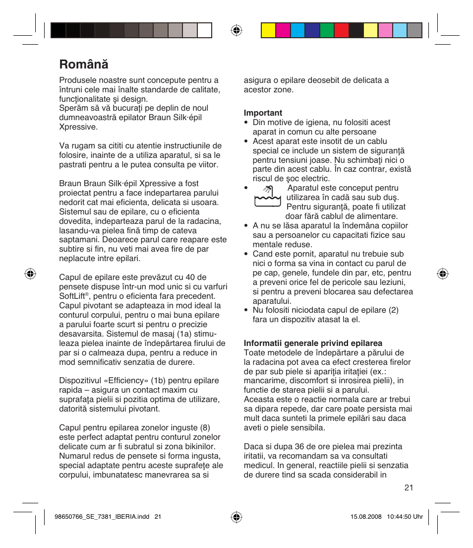 Românå | Braun Xpressive 7381 WD User Manual | Page 20 / 30