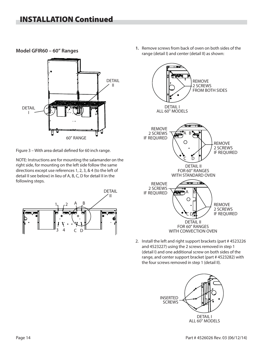 Installation continued | Garland GF SENTRY SERIES INFRA-RED SALAMANDER BROILERS User Manual | Page 14 / 56