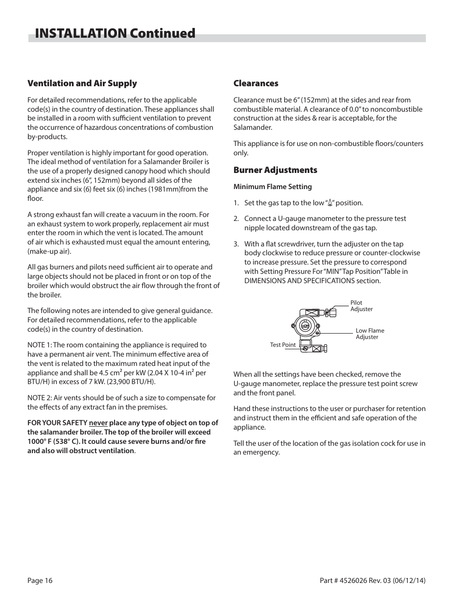 Installation continued | Garland GF SENTRY SERIES INFRA-RED SALAMANDER BROILERS User Manual | Page 16 / 56