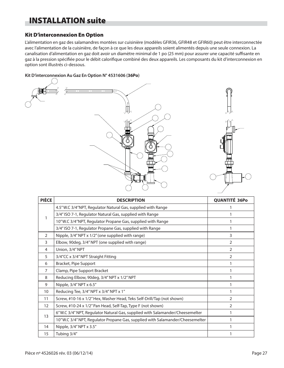 Installation suite, Kit d’interconnexion en option | Garland GF SENTRY SERIES INFRA-RED SALAMANDER BROILERS User Manual | Page 27 / 56