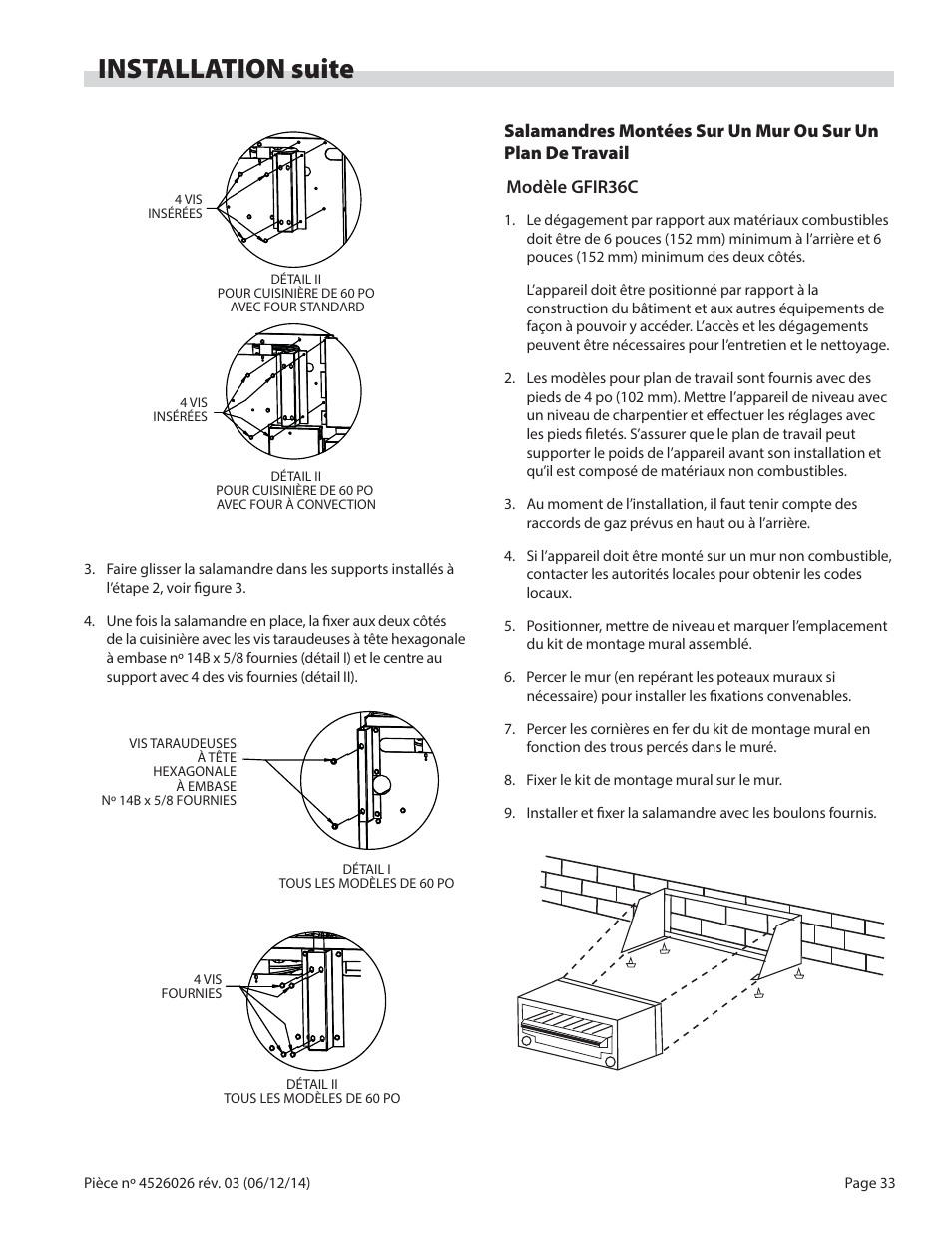 Installation suite | Garland GF SENTRY SERIES INFRA-RED SALAMANDER BROILERS User Manual | Page 33 / 56