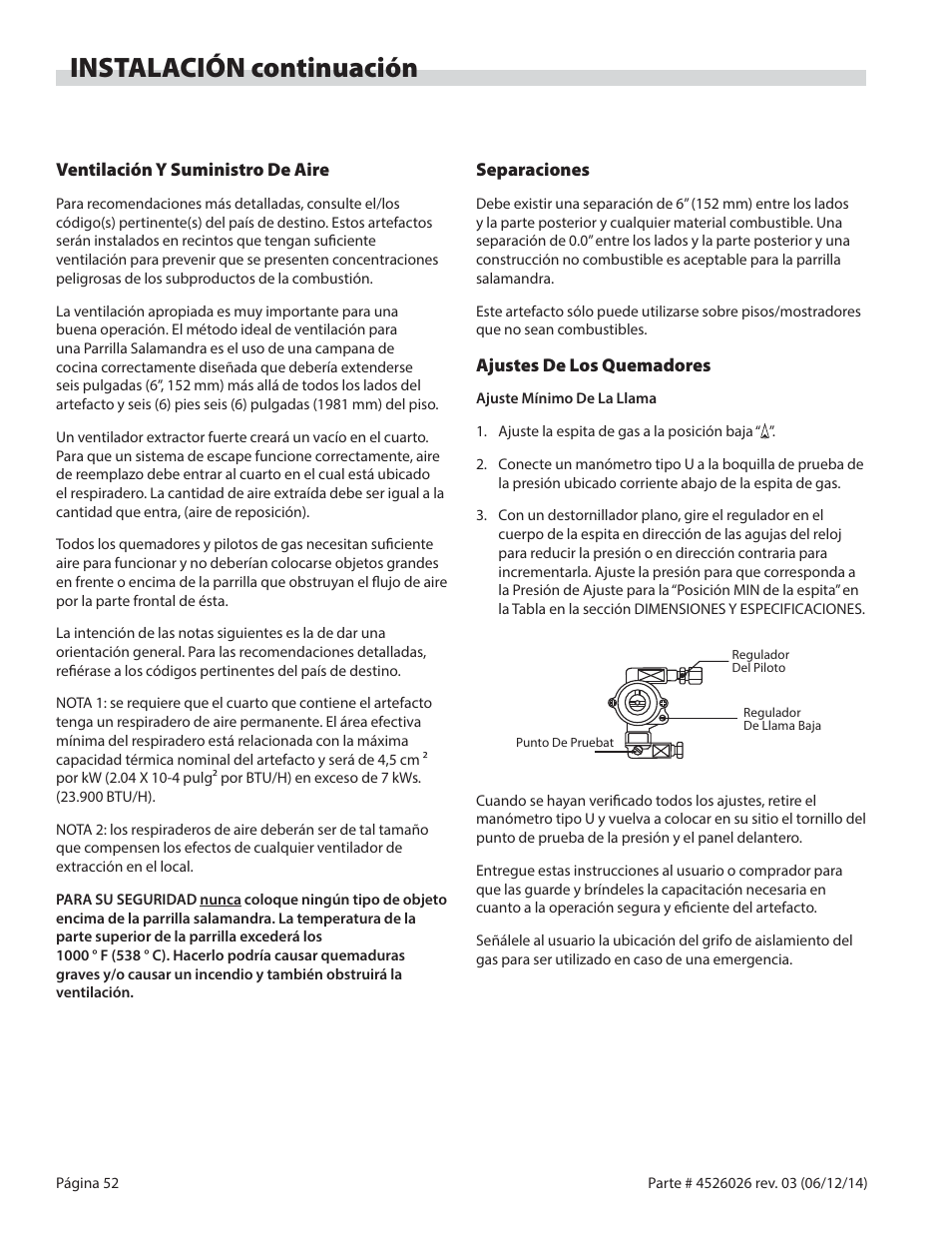 Instalación continuación | Garland GF SENTRY SERIES INFRA-RED SALAMANDER BROILERS User Manual | Page 52 / 56