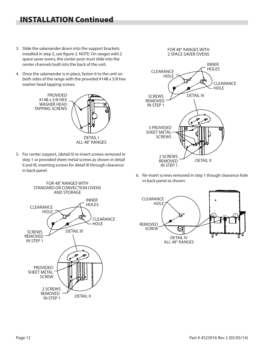 Installation continued | Garland G SERIES INFRA-RED SALAMANDER BROILERS User Manual | Page 12 / 52