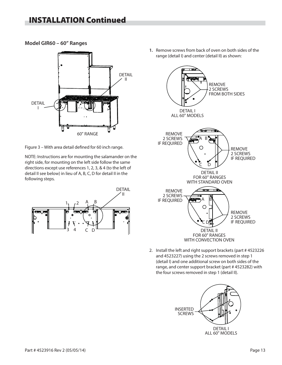 Installation continued | Garland G SERIES INFRA-RED SALAMANDER BROILERS User Manual | Page 13 / 52
