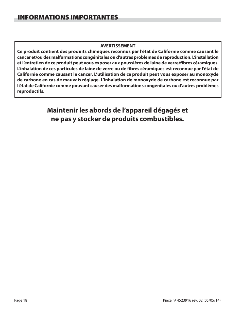 Informations importantes | Garland G SERIES INFRA-RED SALAMANDER BROILERS User Manual | Page 18 / 52
