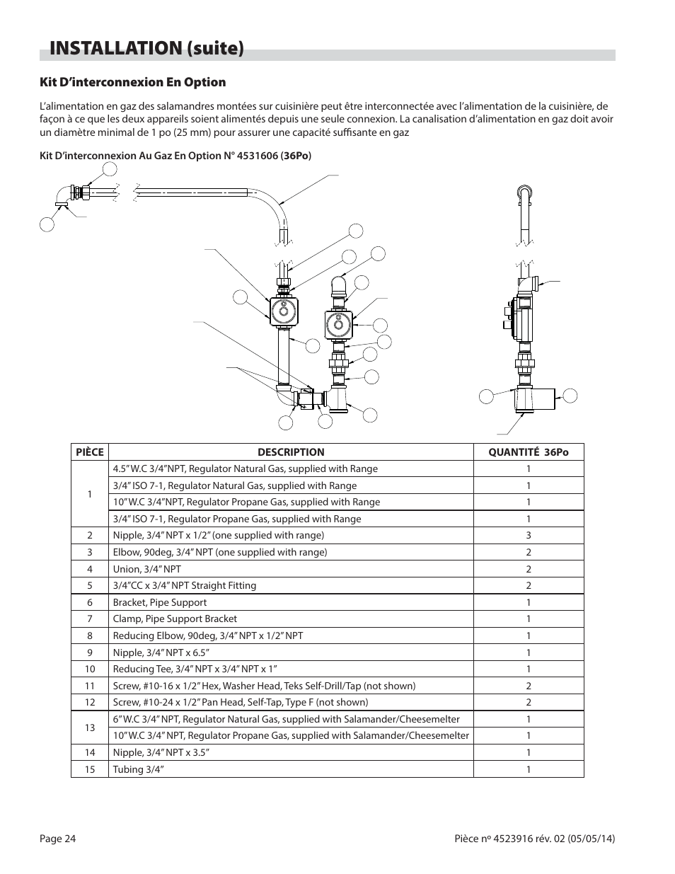 Installation (suite), Kit d’interconnexion en option | Garland G SERIES INFRA-RED SALAMANDER BROILERS User Manual | Page 24 / 52