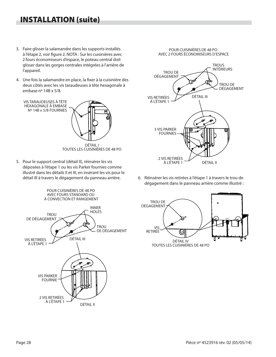Installation (suite) | Garland G SERIES INFRA-RED SALAMANDER BROILERS User Manual | Page 28 / 52