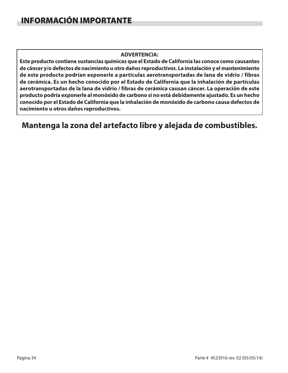 Información importante | Garland G SERIES INFRA-RED SALAMANDER BROILERS User Manual | Page 34 / 52