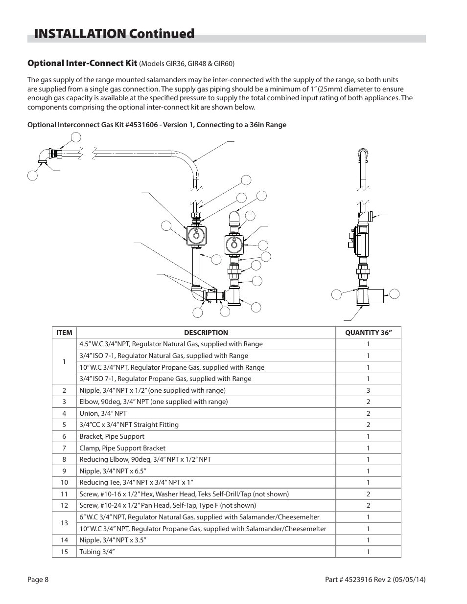 Installation continued, Optional inter-connect kit | Garland G SERIES INFRA-RED SALAMANDER BROILERS User Manual | Page 8 / 52