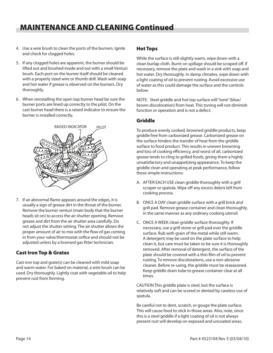 Maintenance and cleaning continued | Garland G SERIES GAS RESTAURANT RANGES User Manual | Page 14 / 56