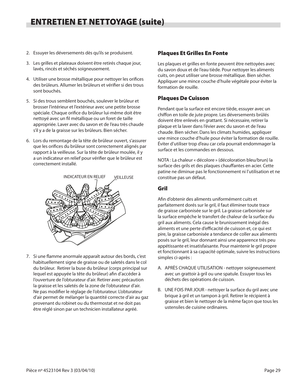 Entretien et nettoyage (suite) | Garland G SERIES GAS RESTAURANT RANGES User Manual | Page 29 / 56