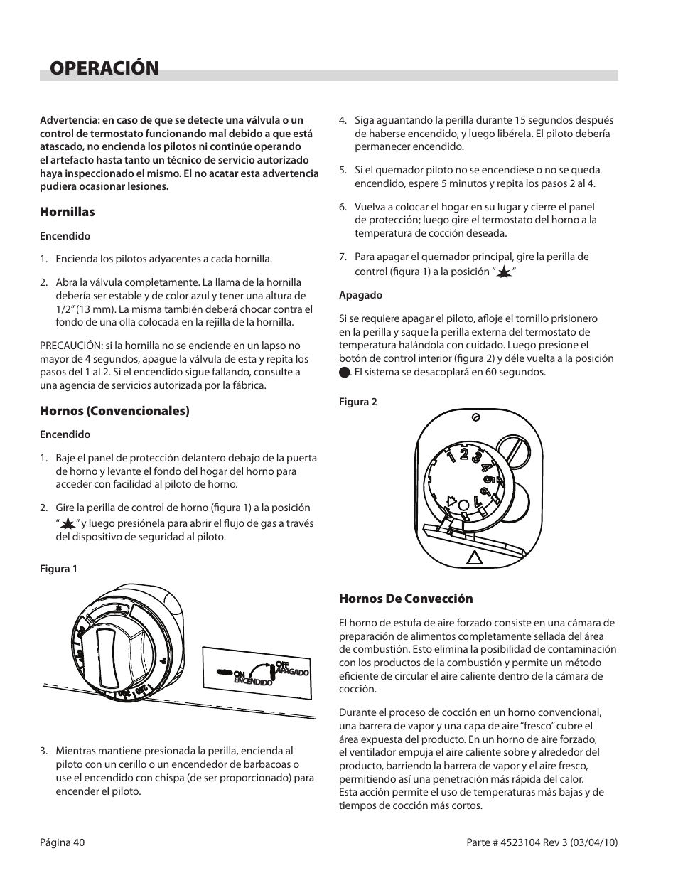 Operación | Garland G SERIES GAS RESTAURANT RANGES User Manual | Page 40 / 56