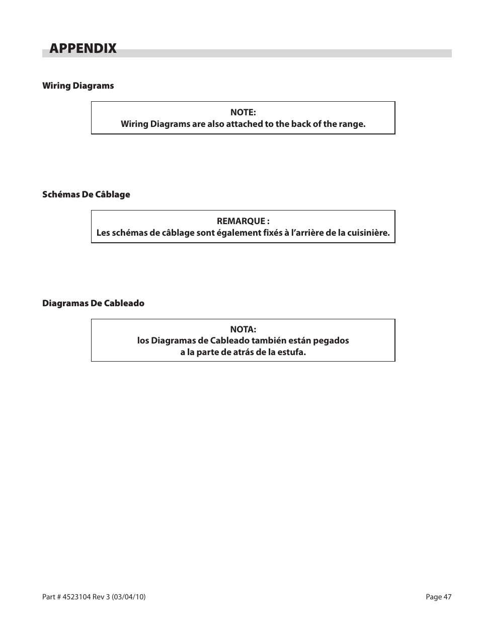 Appendix | Garland G SERIES GAS RESTAURANT RANGES User Manual | Page 47 / 56