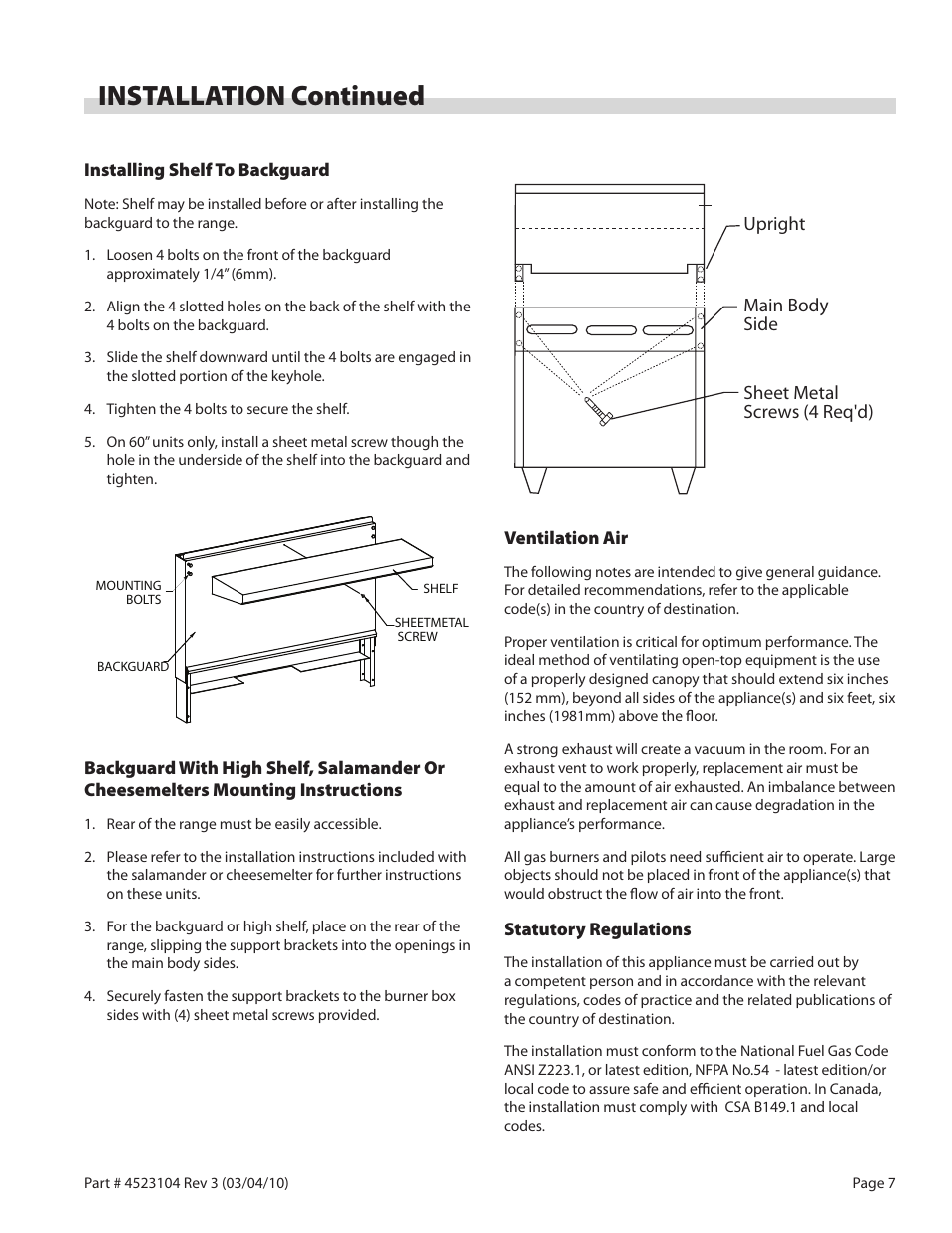 Installation continued | Garland G SERIES GAS RESTAURANT RANGES User Manual | Page 7 / 56