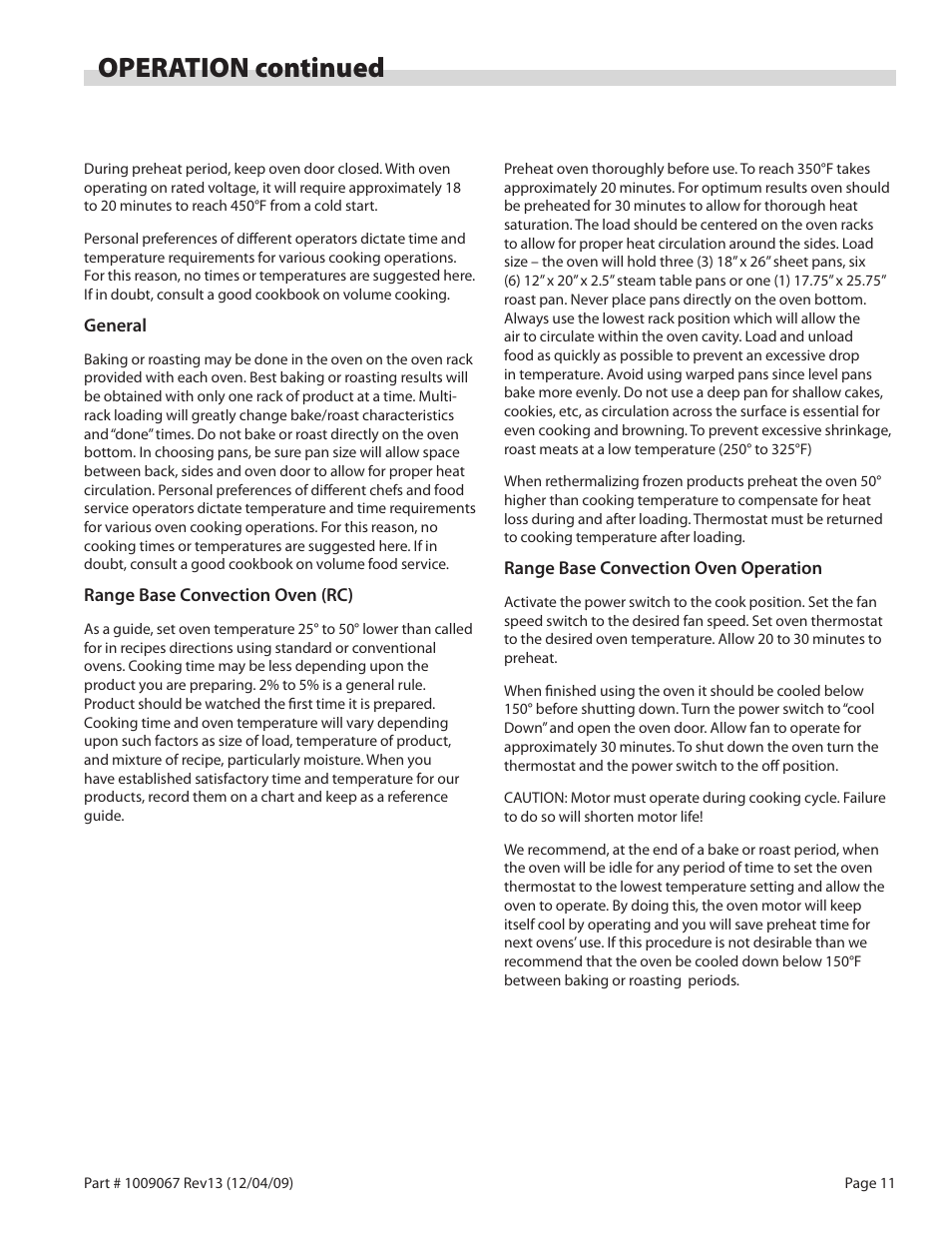 Operation continued | Garland 36 E SERIES HEAVY DUTY ELECTRIC RANGES AND BROILERS User Manual | Page 11 / 60