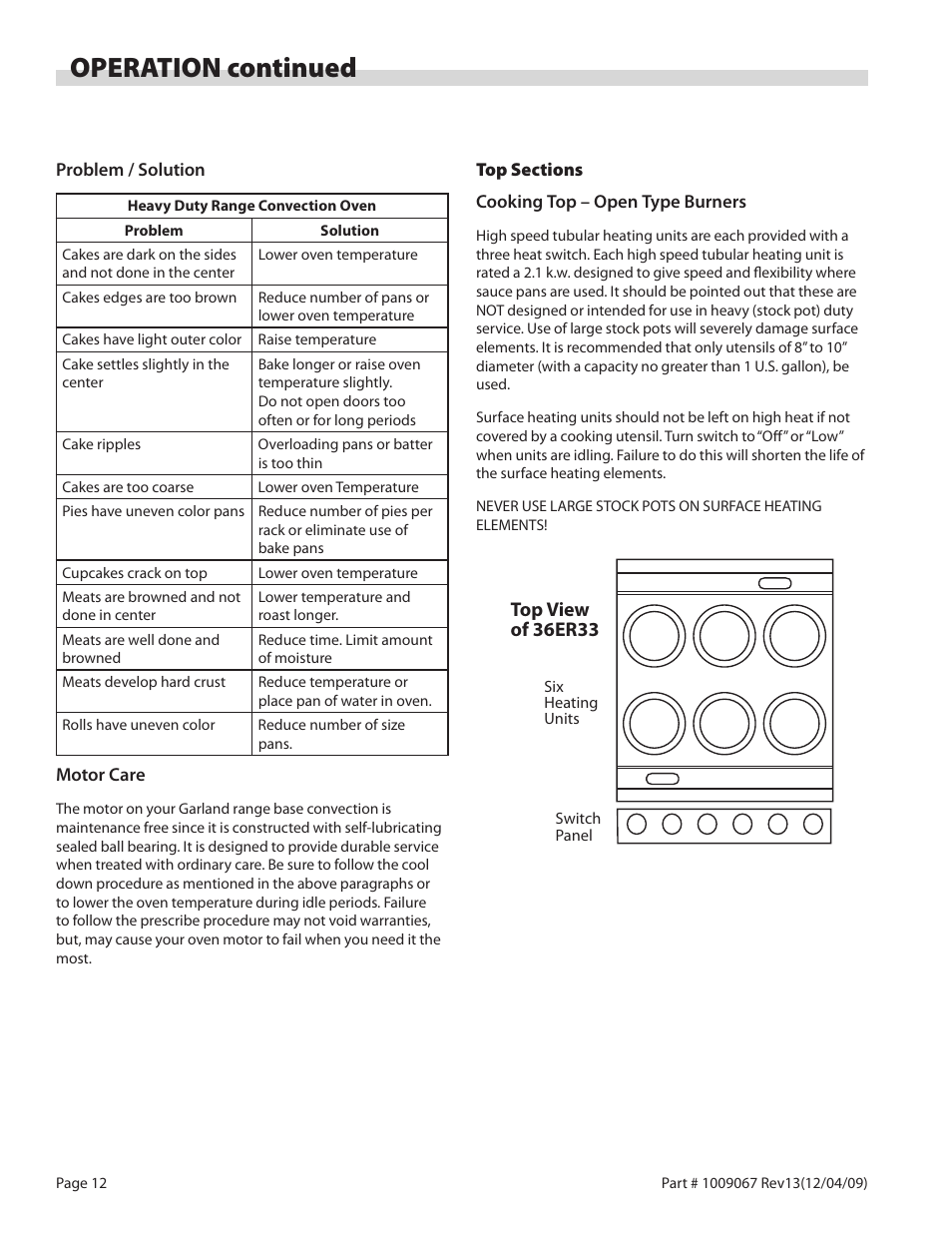 Operation continued | Garland 36 E SERIES HEAVY DUTY ELECTRIC RANGES AND BROILERS User Manual | Page 12 / 60