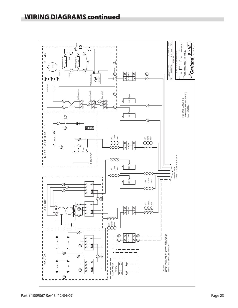 Wiring diagrams continued, Boil t o p | Garland 36 E SERIES HEAVY DUTY ELECTRIC RANGES AND BROILERS User Manual | Page 23 / 60