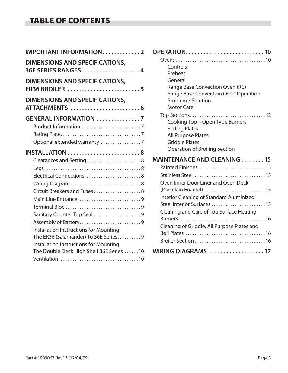 Garland 36 E SERIES HEAVY DUTY ELECTRIC RANGES AND BROILERS User Manual | Page 3 / 60