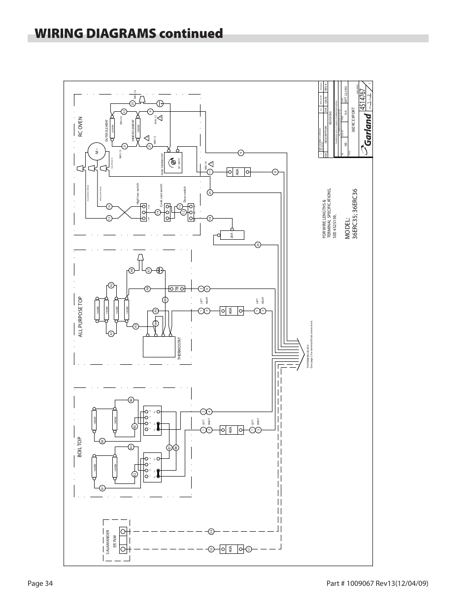 Wiring diagrams continued, Boil t o p | Garland 36 E SERIES HEAVY DUTY ELECTRIC RANGES AND BROILERS User Manual | Page 34 / 60