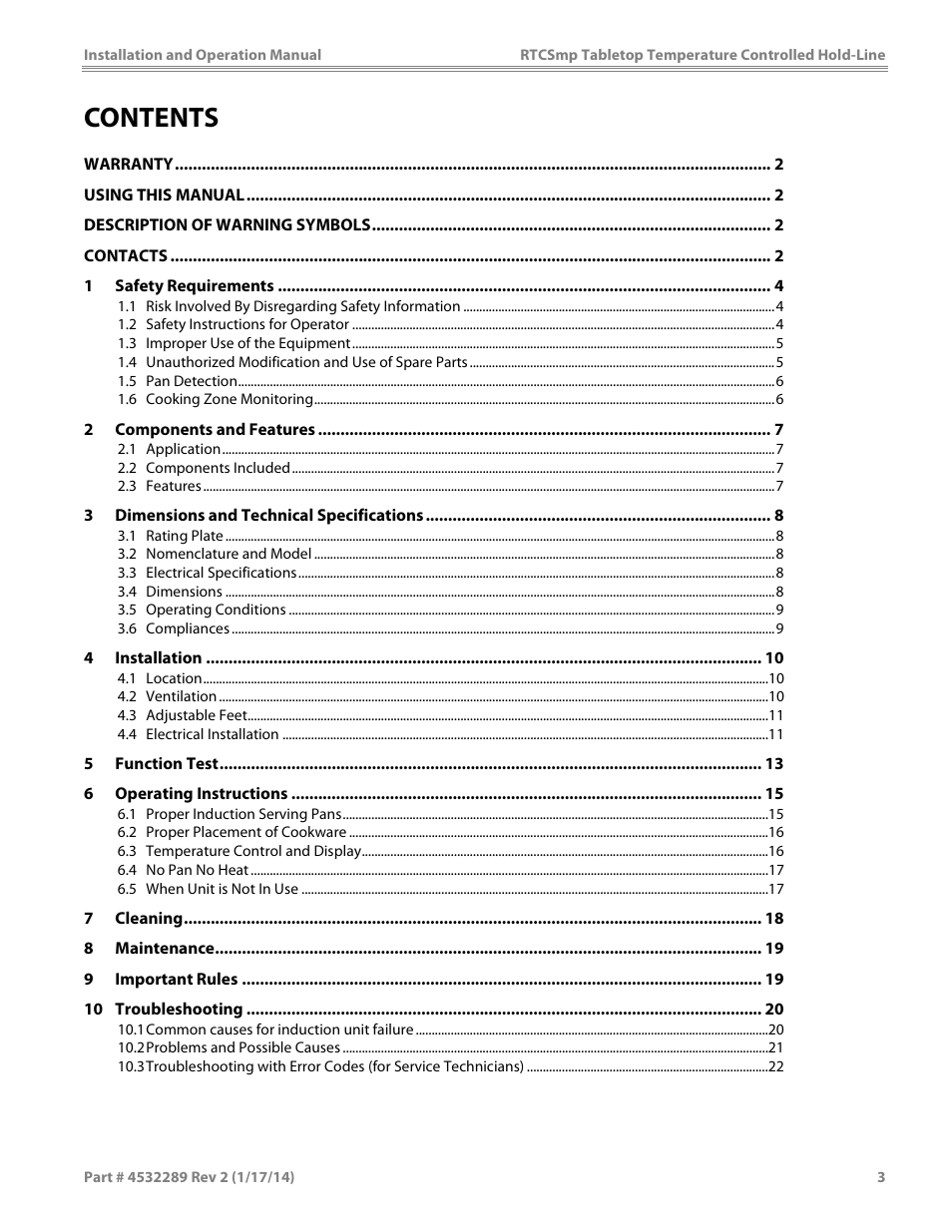 Garland HO1500 INDUCTION TEMPERATURE CONTROLLED TABLETOP HOLD-LINE User Manual | Page 3 / 24