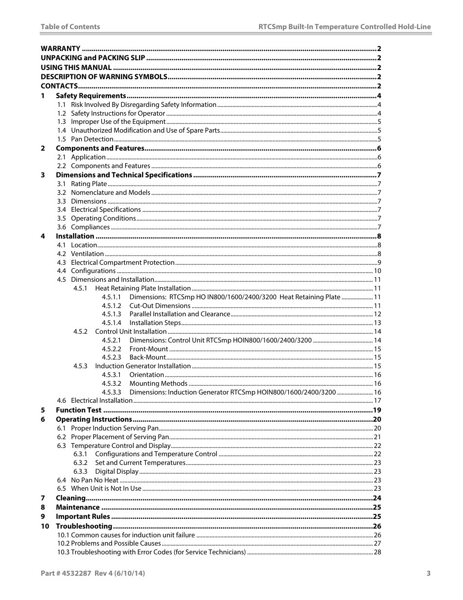 Garland HO IN 3200 INDUCTION TEMPERATURE CONTROLLED BUILT-IN HOLD-LINE User Manual | Page 3 / 32