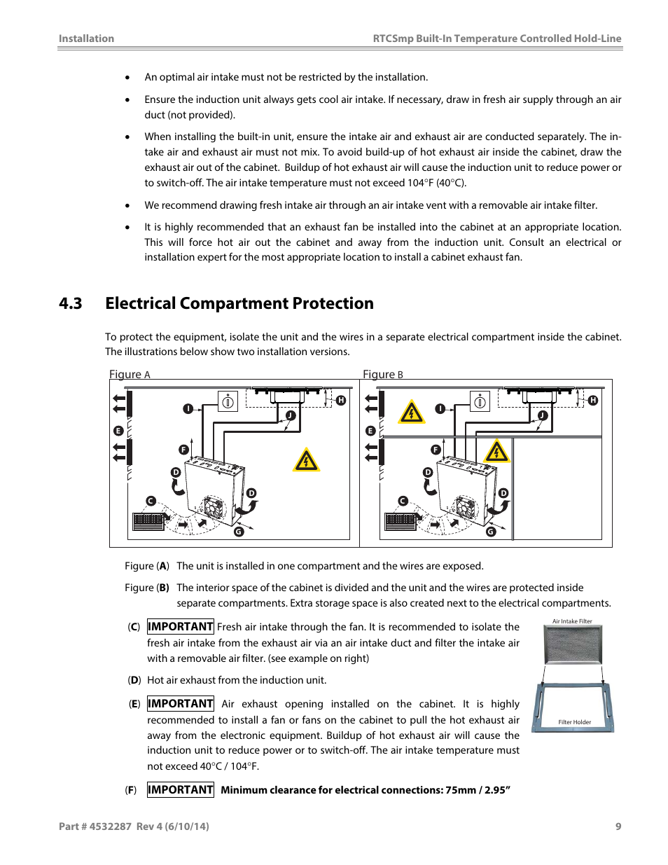 3 electrical compartment protection | Garland HO IN 3200 INDUCTION TEMPERATURE CONTROLLED BUILT-IN HOLD-LINE User Manual | Page 9 / 32