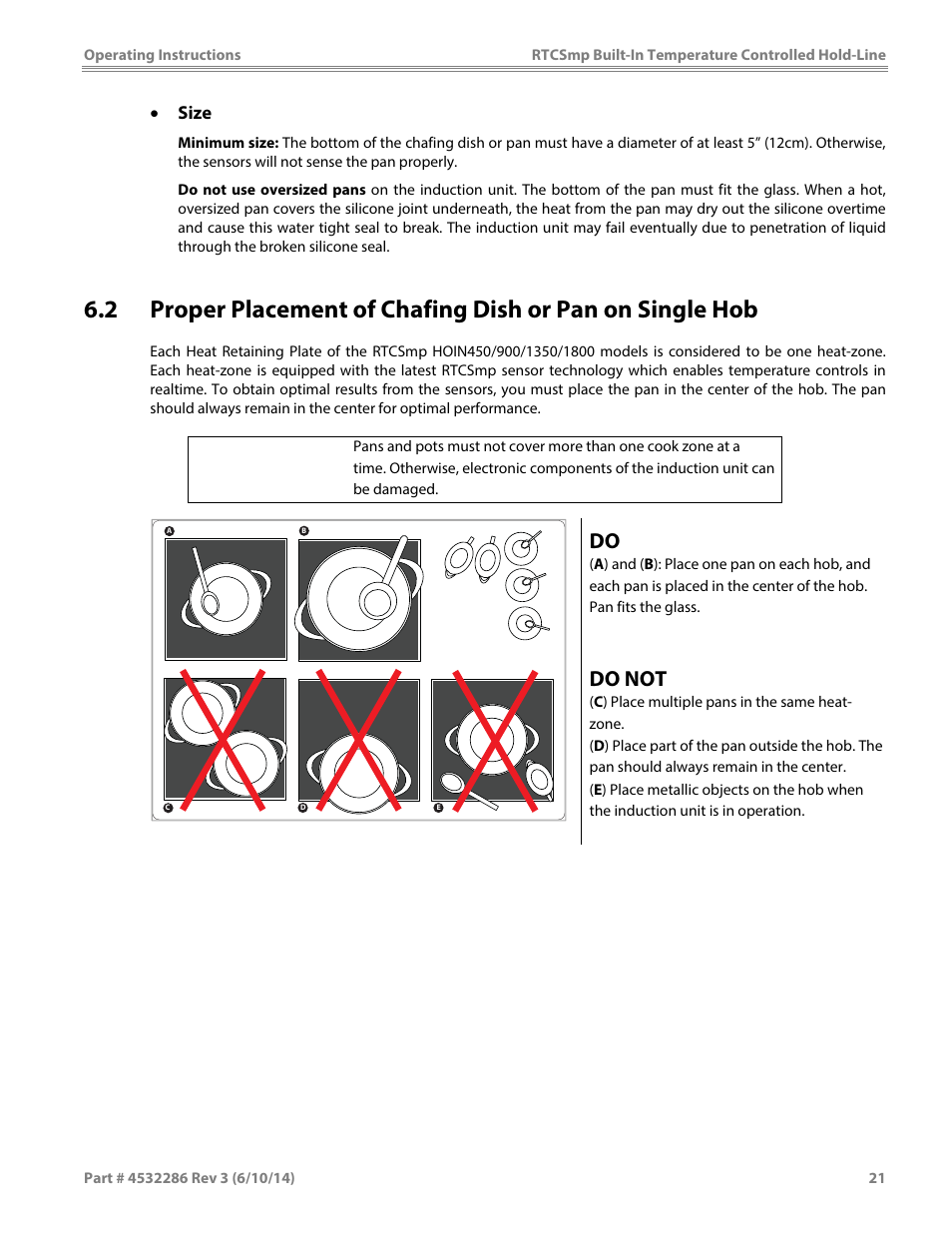 Caution, Do not | Garland HO IN 1800 INDUCTION TEMPERATURE CONTROLLED BUILT-IN HOLD-LINE User Manual | Page 21 / 32