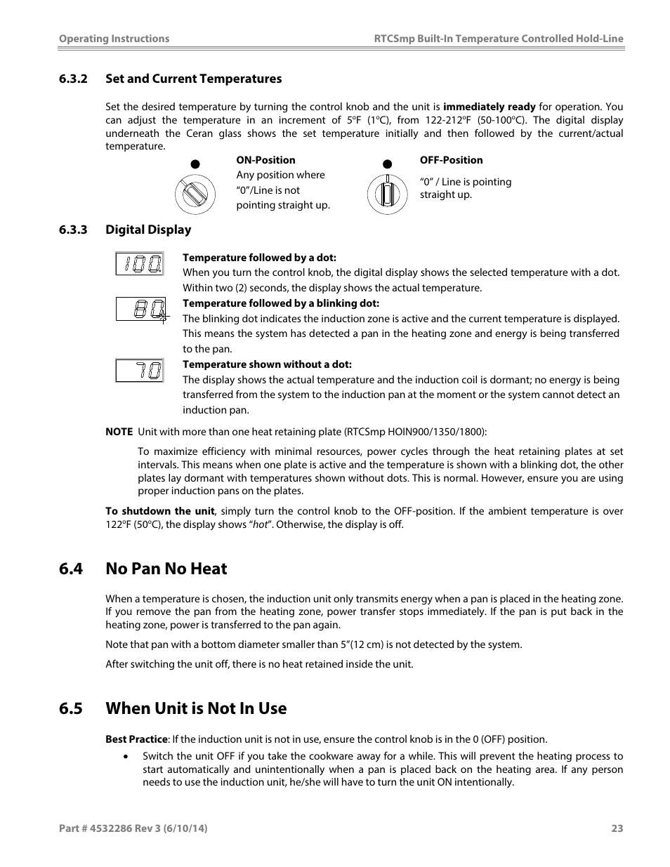 4 no pan no heat, 5 when unit is not in use | Garland HO IN 1800 INDUCTION TEMPERATURE CONTROLLED BUILT-IN HOLD-LINE User Manual | Page 23 / 32