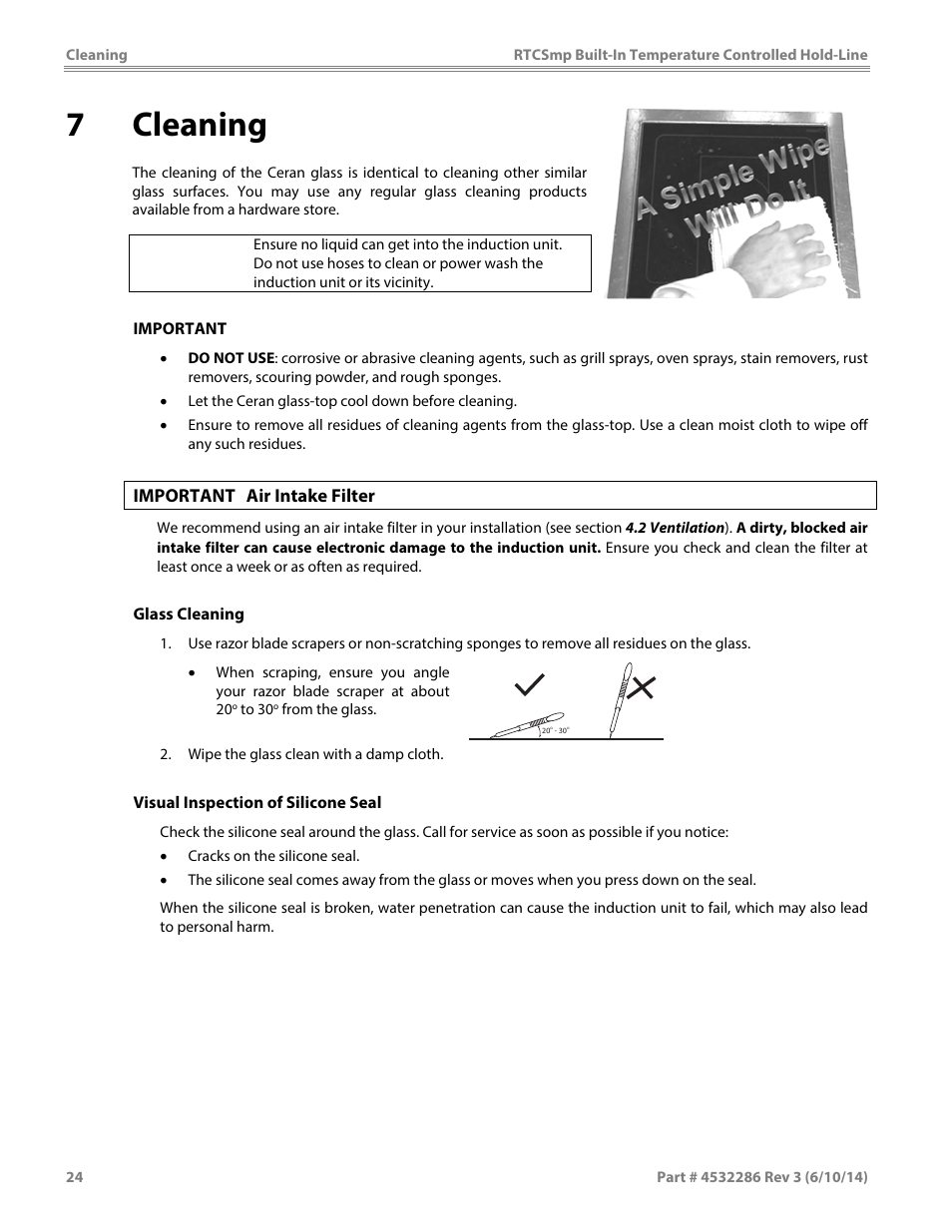 7cleaning, Caution | Garland HO IN 1800 INDUCTION TEMPERATURE CONTROLLED BUILT-IN HOLD-LINE User Manual | Page 24 / 32