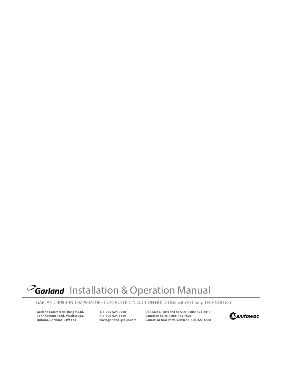 Installation & operation manual | Garland HO IN 1800 INDUCTION TEMPERATURE CONTROLLED BUILT-IN HOLD-LINE User Manual | Page 32 / 32