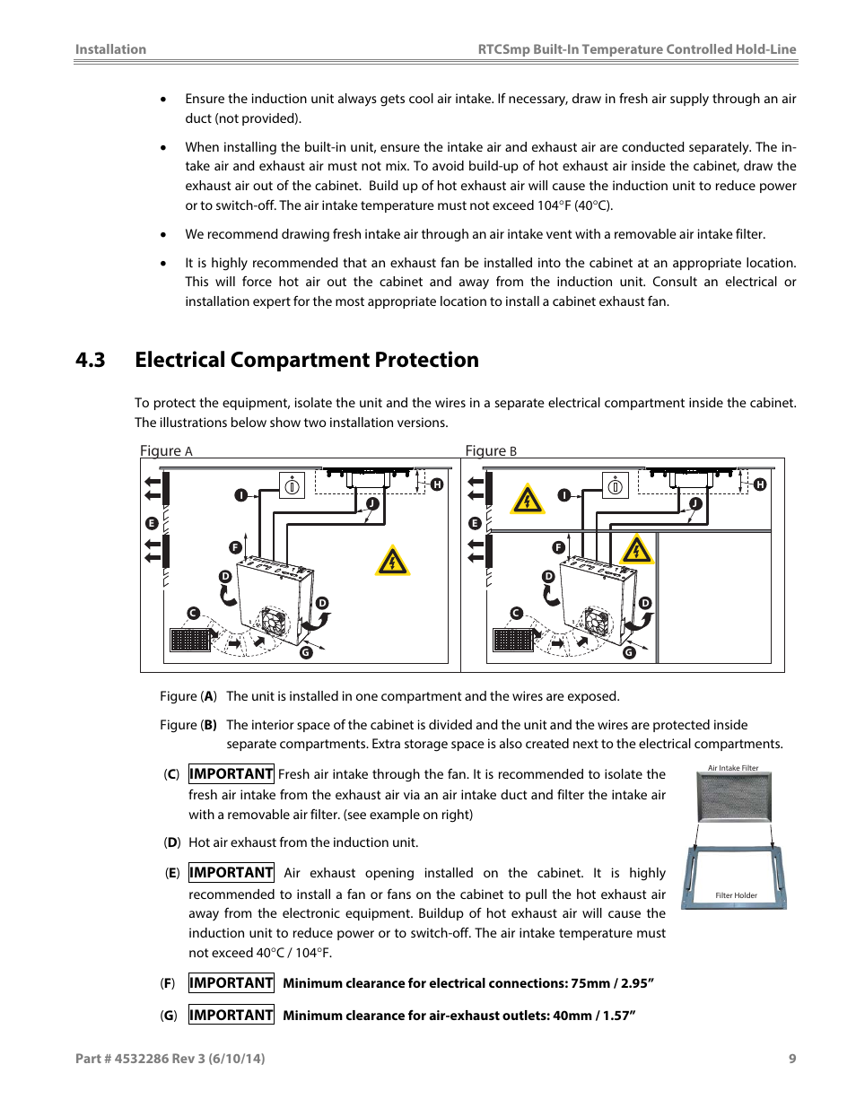 3 electrical compartment protection | Garland HO IN 1800 INDUCTION TEMPERATURE CONTROLLED BUILT-IN HOLD-LINE User Manual | Page 9 / 32