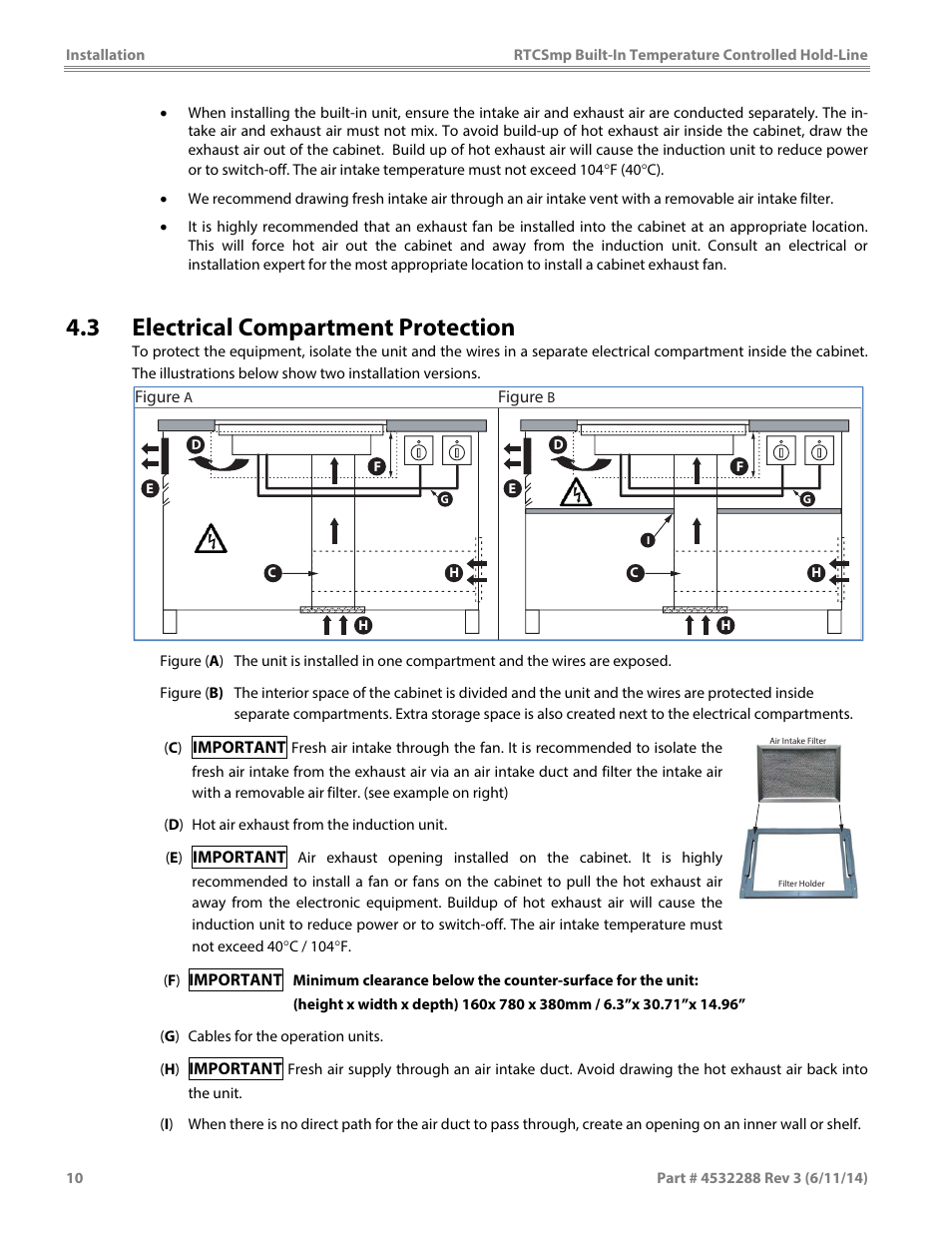3 electrical compartment protection | Garland HO IN 1500 INDUCTION TEMPERATURE CONTROLLED BUILT-IN HOLD-LINE User Manual | Page 10 / 28