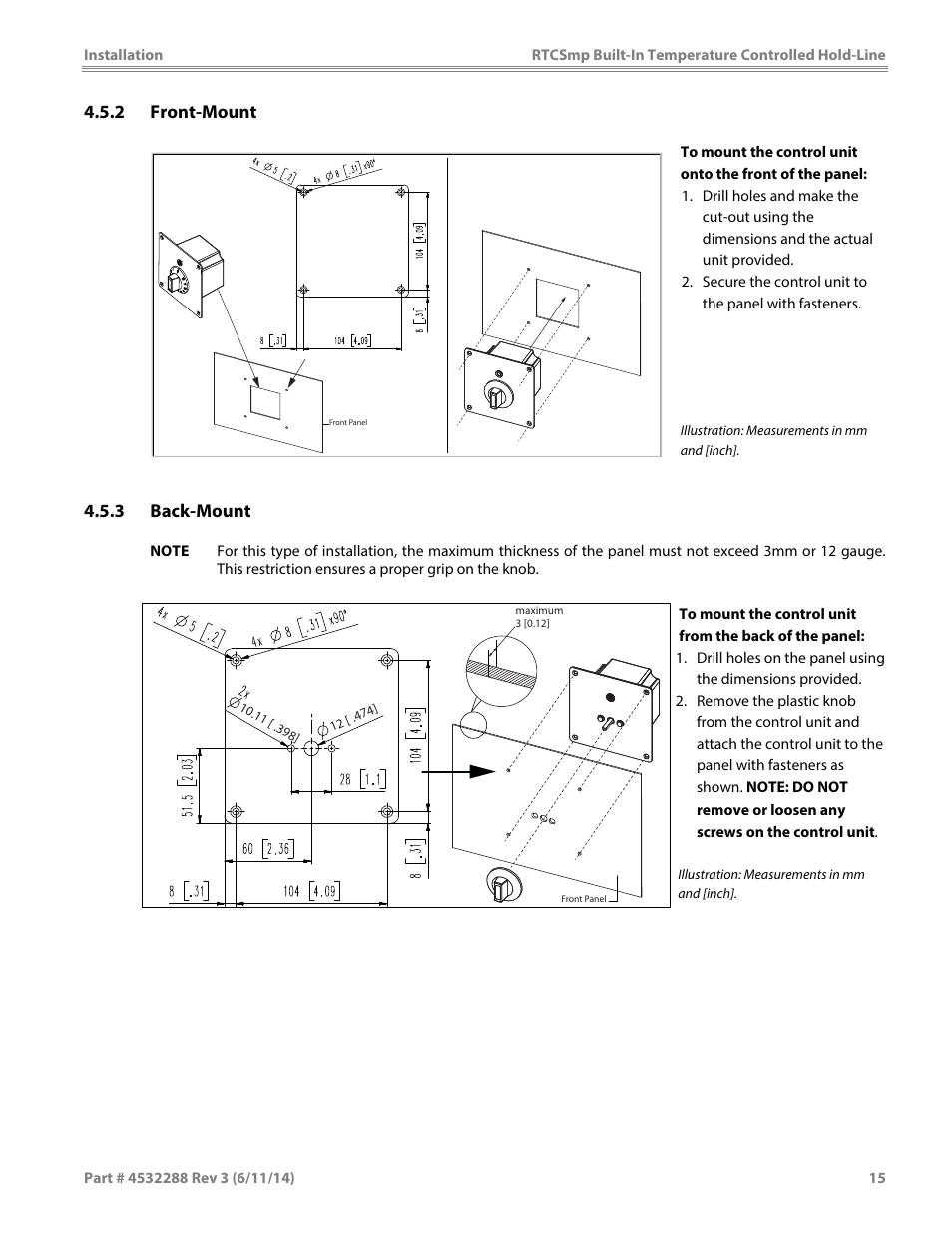 2 front-mount, 3 back-mount | Garland HO IN 1500 INDUCTION TEMPERATURE CONTROLLED BUILT-IN HOLD-LINE User Manual | Page 15 / 28