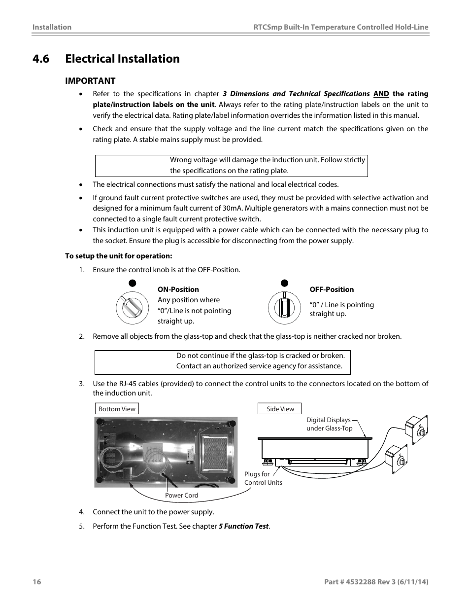 6 electrical installation, Caution | Garland HO IN 1500 INDUCTION TEMPERATURE CONTROLLED BUILT-IN HOLD-LINE User Manual | Page 16 / 28