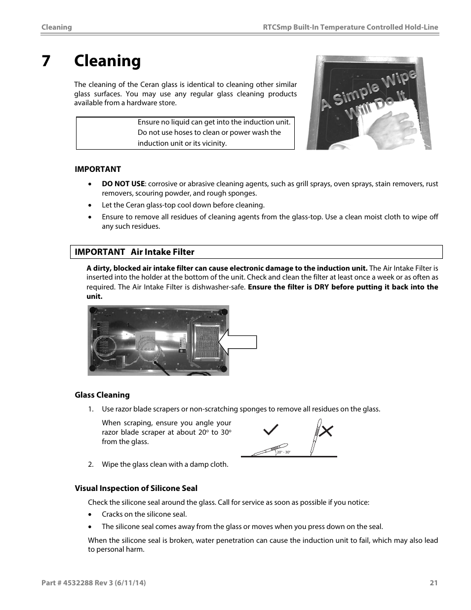 7cleaning, Caution | Garland HO IN 1500 INDUCTION TEMPERATURE CONTROLLED BUILT-IN HOLD-LINE User Manual | Page 21 / 28