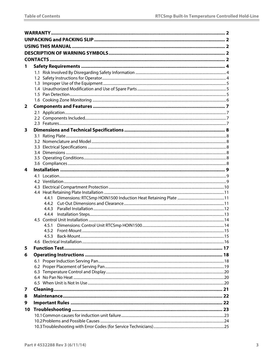 Garland HO IN 1500 INDUCTION TEMPERATURE CONTROLLED BUILT-IN HOLD-LINE User Manual | Page 3 / 28