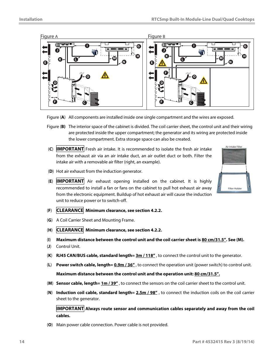 Important, Clearance, Figure | Garland MO QU 28000 FL INDUCTION MODULE-LINE COOKTOPS DUAL/QUAD User Manual | Page 14 / 48