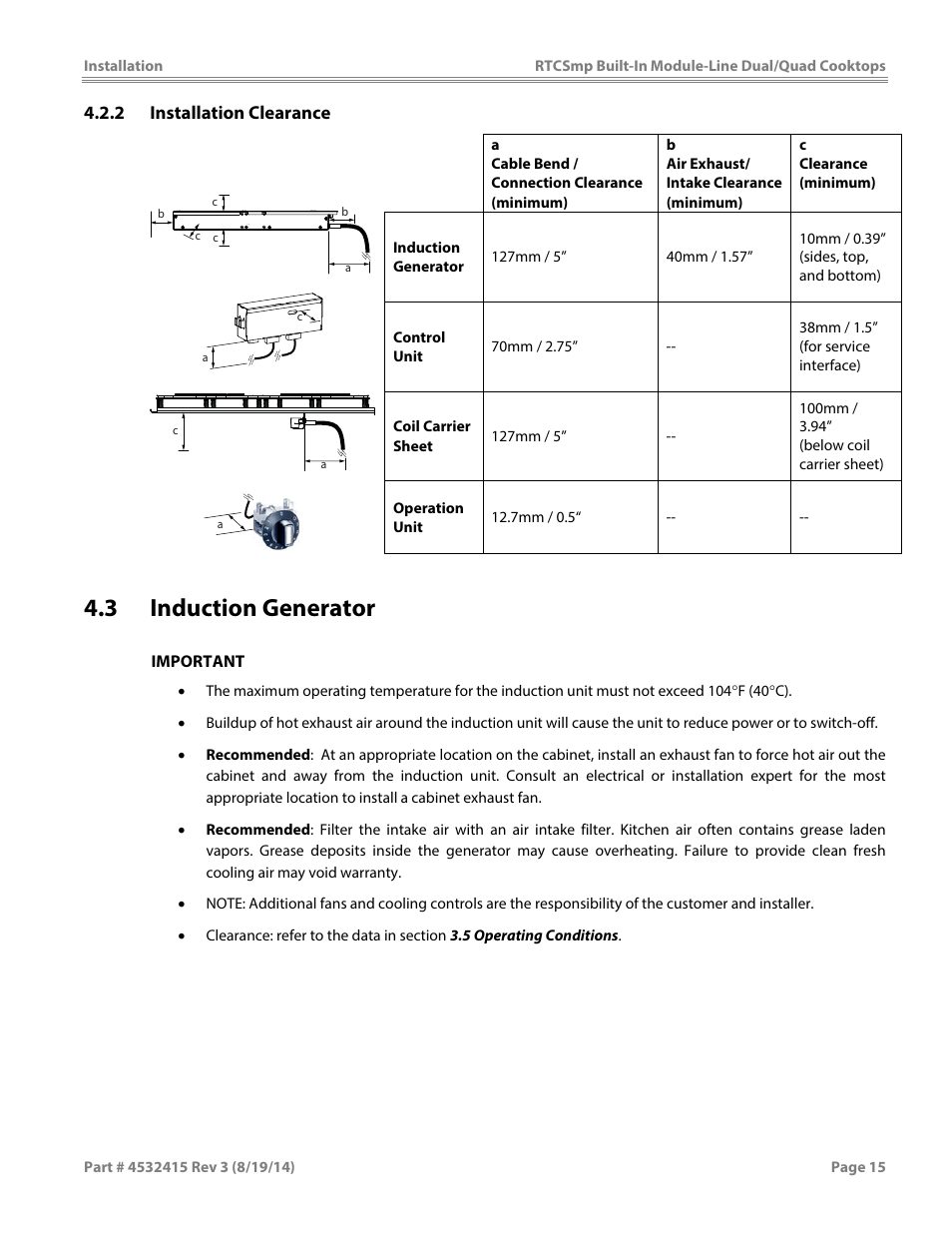 3 induction generator | Garland MO QU 28000 FL INDUCTION MODULE-LINE COOKTOPS DUAL/QUAD User Manual | Page 15 / 48