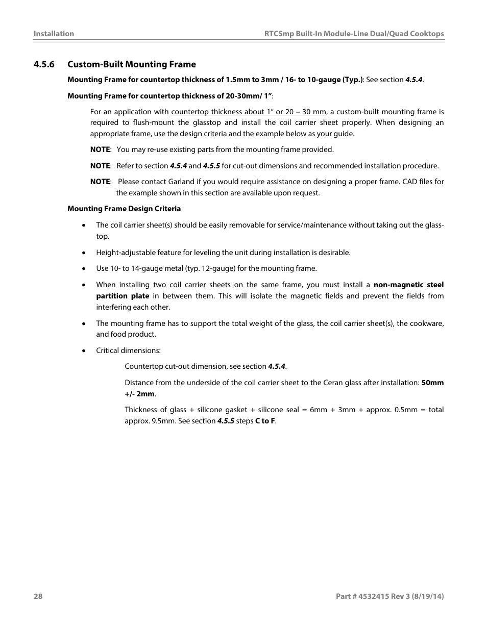 Garland MO QU 28000 FL INDUCTION MODULE-LINE COOKTOPS DUAL/QUAD User Manual | Page 28 / 48